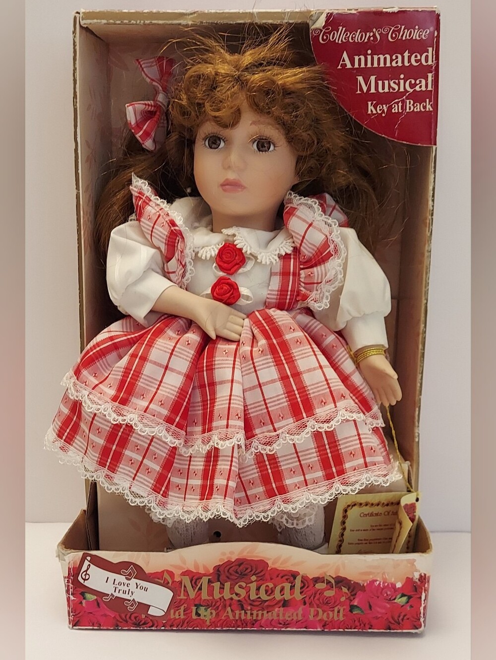 VTG Collector’s Choice Animated Musical Porcelain Doll-I Love You Truly-12" New